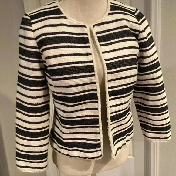 Kensie Black White Striped Jacket, Size Small, Black/White - Picture 1 of 2